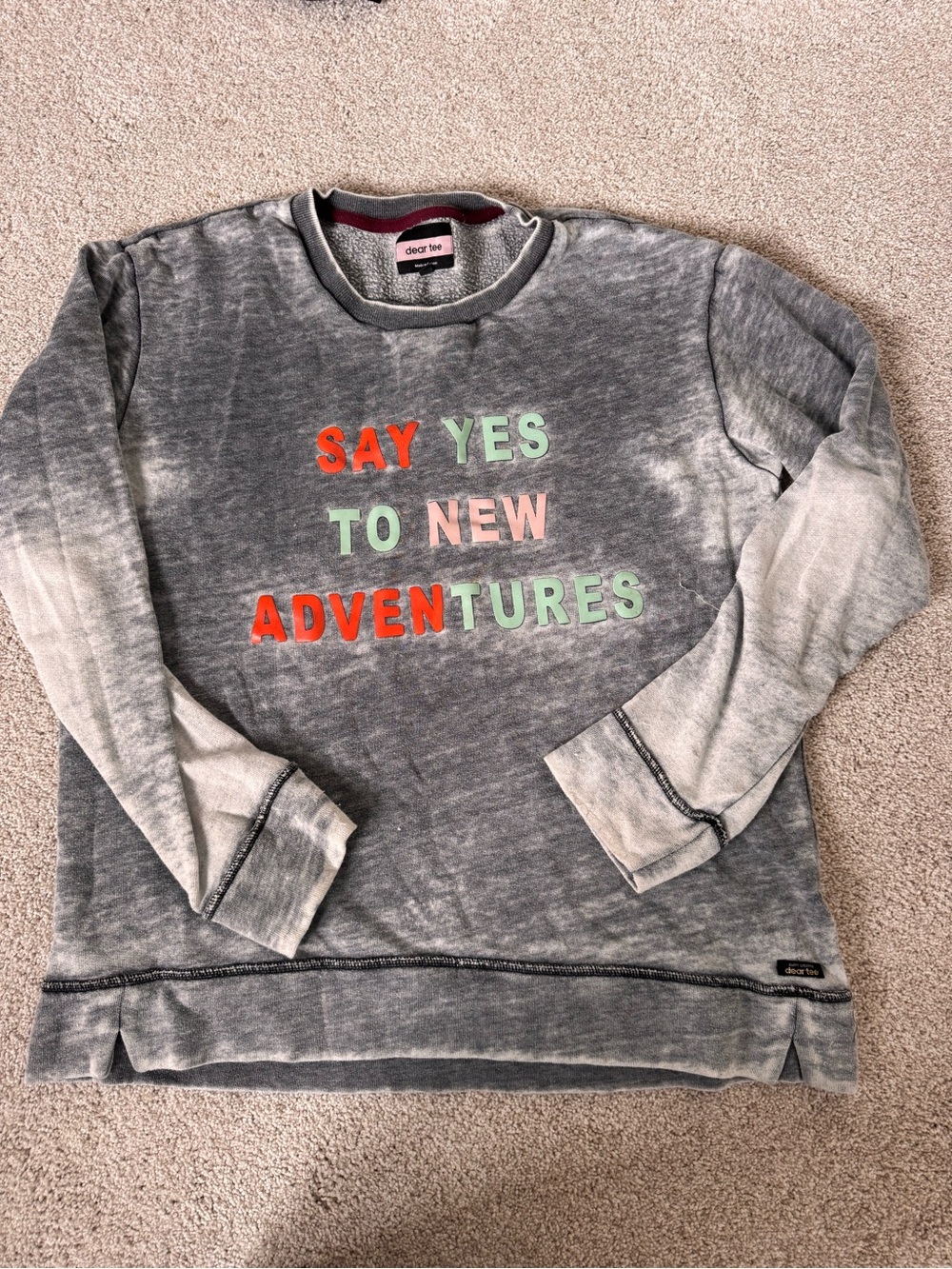 Gray 'Say Yes To New Adventures' Crewneck Sweatshirt